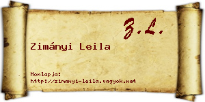 Zimányi Leila névjegykártya